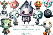 Whimsical Halloween Clipart, an Illustration by DreamCafeArt (Thumbnail 1 of 8)