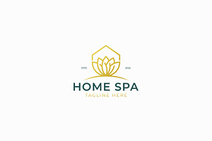 Home Spa Logo Lotus Flower Gold, a Branding & Logo Template by Signatoro