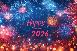 Happy New Year 2026 with colorful fireworks display and glowing, an Abstract Photo by José Manuel Gelpi