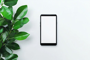 Mockup smartphone with a blank screen on white background, a Technology Photo by AlyaAnd