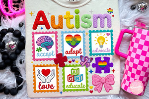 Faux Yarn Autism Awareness Coquette, an Illustration by CreationArt