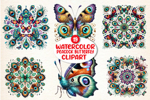Peacock Butterfly Clipart, an Illustration by DreamArtGraphic