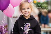 Cute girl astronaut. T-Shirt, PNG., a Person Illustration by KENO Mascots (Thumbnail 5 of 9)