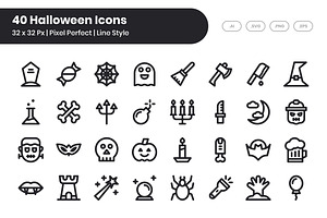 40 Halloween - Line, an Outline Icon by Kmg Design