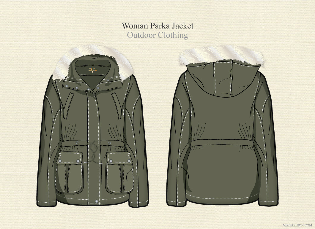 Women Parka Jacket Vector Template, an Illustration by VECFASHION
