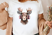 Kawaii Christmas Moose Clipart, an Illustration by Canvas Craft (Thumbnail 4 of 7)
