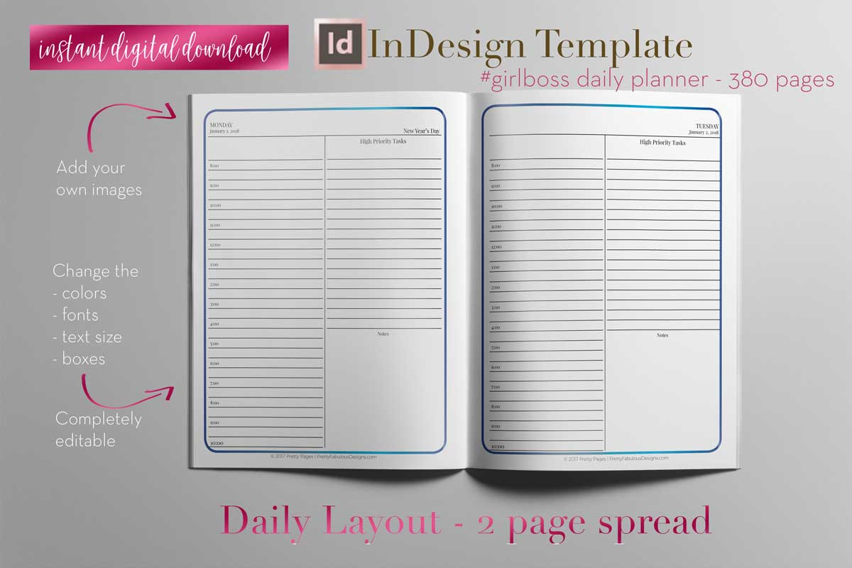 Daily Planner | InDesign Template, a Stationery Template by Planner ...
