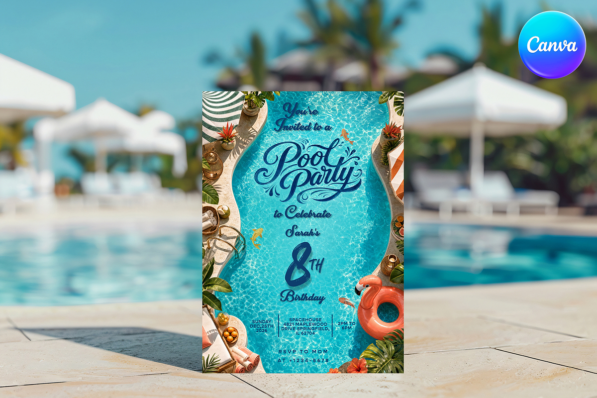 Pool Birthday Party Invitation, an Invitation Template by InvitingStorys (Photo 4 of 12)