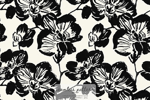 monochrome orchid seamless pattern