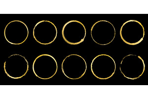 Brush drawn golden round frames, an Illustration by Tati_Kli