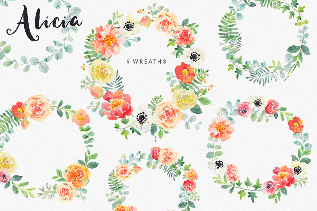 Alicia watercolor floral collection, an Illustration by OJardin (Photo 2 of 5)