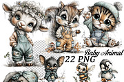 Whimsical Baby Animal Watercolor png, an Illustration by one-touch (Thumbnail 1 of 18)
