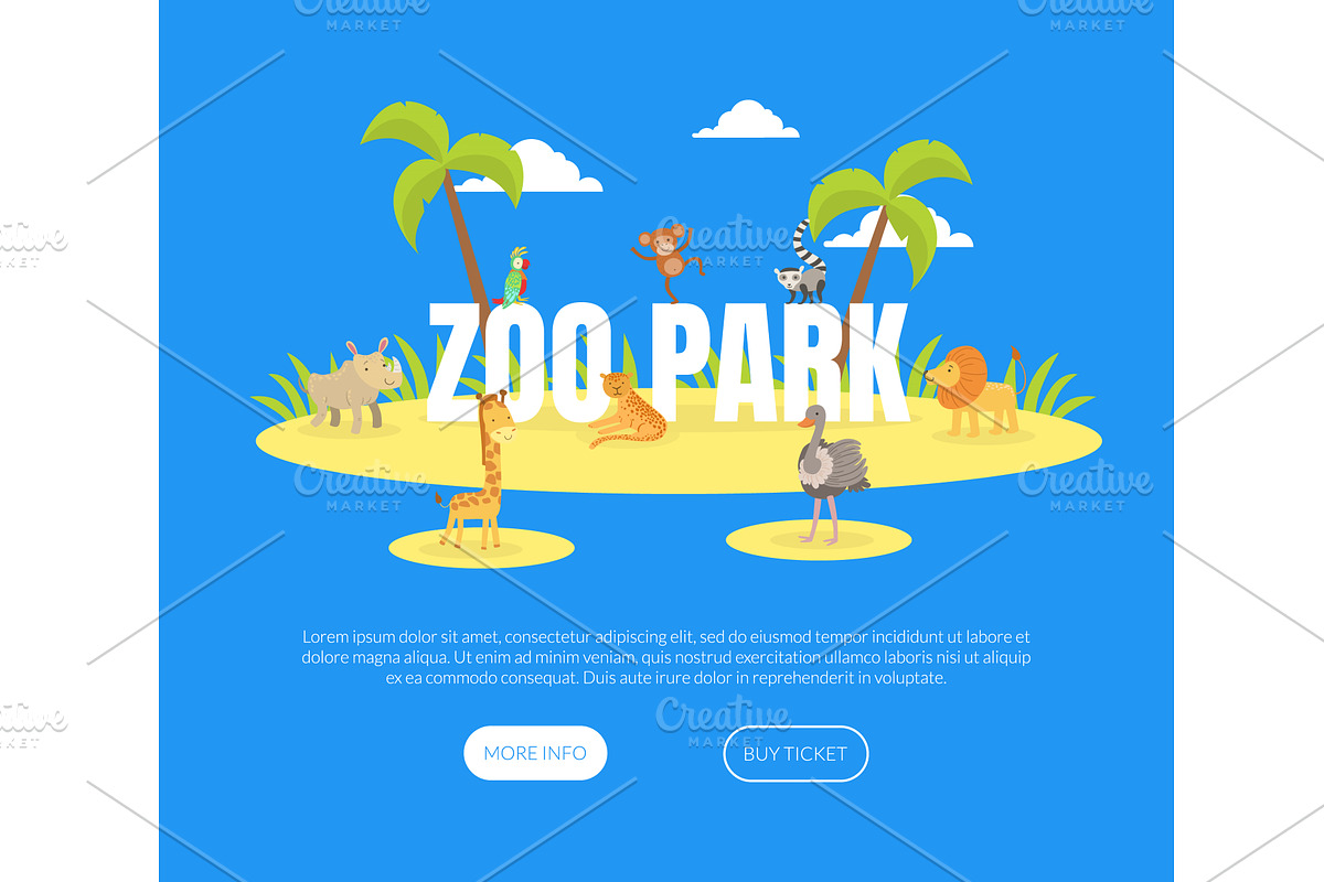 Zoo Park Landing Page Template, an Animal Illustration by TopVectors