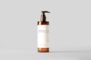 Amber Glass Pump Bottle Mockups, a Cups & Container Mockup by pmvch (Thumbnail 1 of 10)