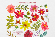 Watercolor Fall Dahlia flowers, a Seasonal Illustration by DiashaArt (Thumbnail 12 of 13)