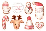 Watercolor Christmas Gingerbreads, a Seasonal Illustration by alenaganzhela (Thumbnail 3 of 8)