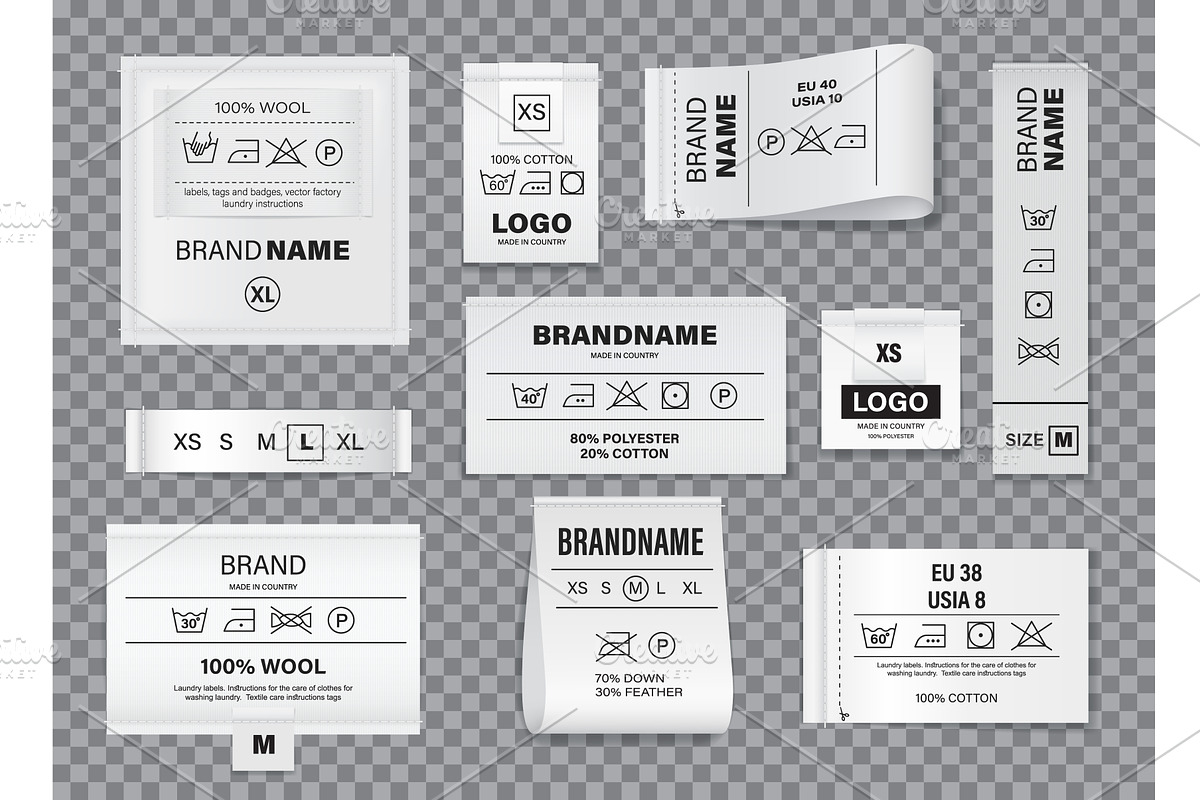 Realistic laundry labels and fabric, an Object Illustration by Vector Tradition