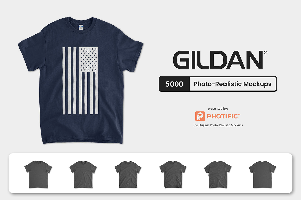 Gildan 5000 Heavy Cotton T-Shirt, a Shirt Mockup by Photific (Photo 1 of 6)