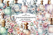 Vintage Perfume Bottles Watercolor, a Seasonal Illustration by CreationArt (Thumbnail 1 of 8)