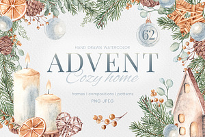 Christmas Advent Watercolor Cliparts