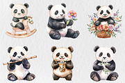 Watercolor Cute Panda Clipart, a Seasonal Illustration by Rose Art (Thumbnail 2 of 4)