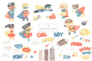 SUPERHEROES clipart. Watercolor, an Illustration by OlliArtDesign (Thumbnail 2 of 5)