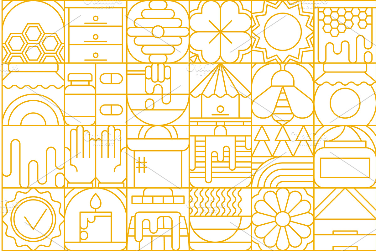 Modern geometric beekeeping, a Food Illustration by Vector Tradition