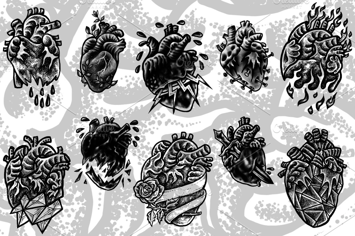 Human Heart | Tattoo Style, an Education Illustration by Design by sebrodbrick (Photo 1 of 11)