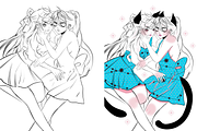 Lover Coloring Page Anime Manga, an Illustration by Meisanmui (Thumbnail 2 of 5)