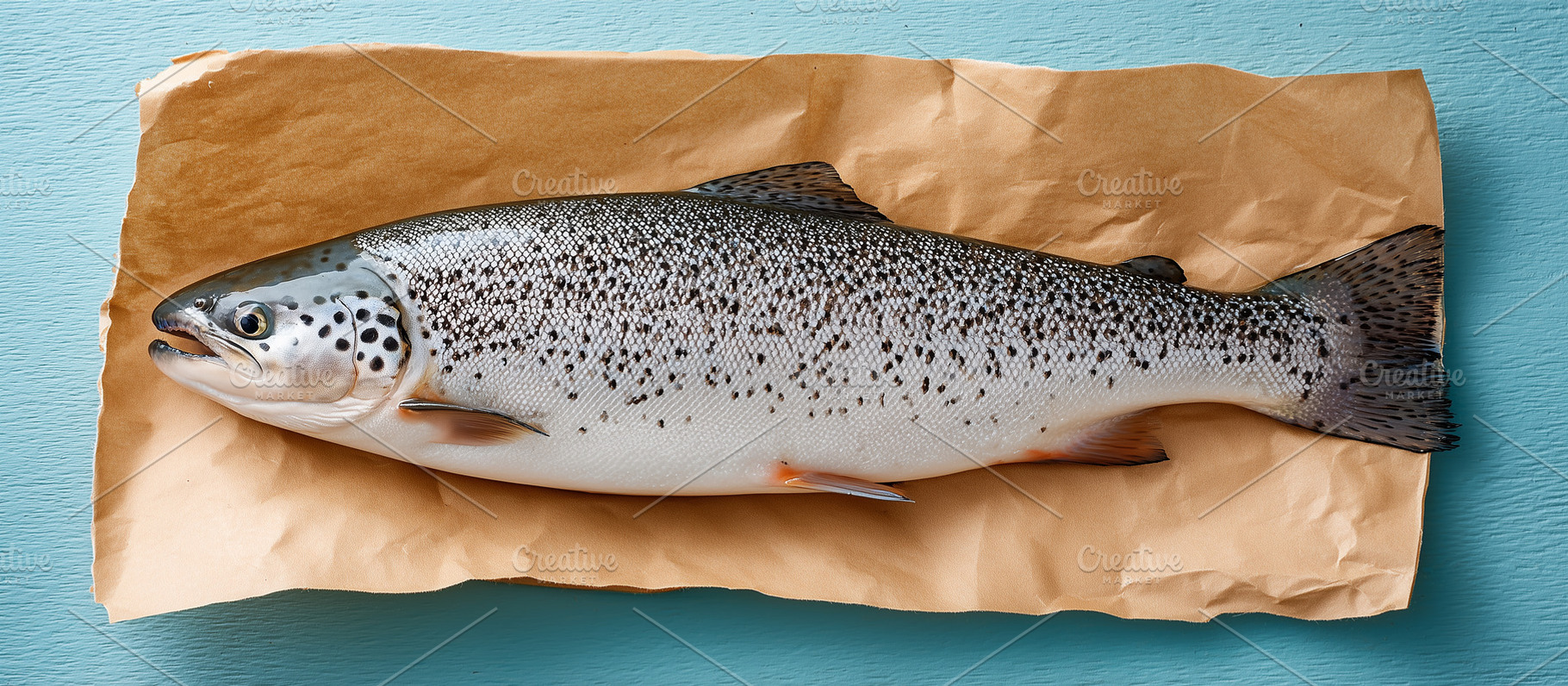 Whole fresh salmon on brown paper, a Food & Drink Photo by MistyDay