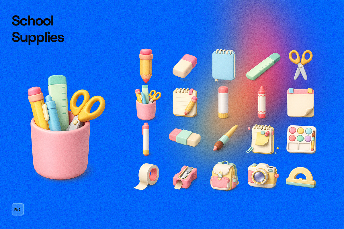 3D School Supplies, an Object Graphic by Pengedar Seni (Photo 1 of 3)