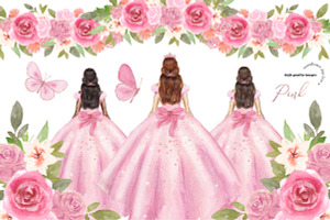 Pink Princess Dresses Clipart