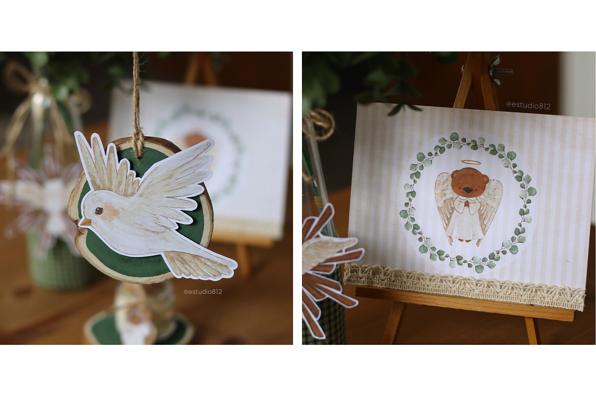 Baptism vintage clipart set, an Animal Illustration by Estudio 812 (Photo 6 of 6)