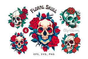 Skull and Roses. Skeleton png & svg