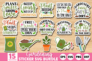 Gardening Sticker SVG Bundle, an Illustration by Crafticy (Thumbnail 1 of 3)