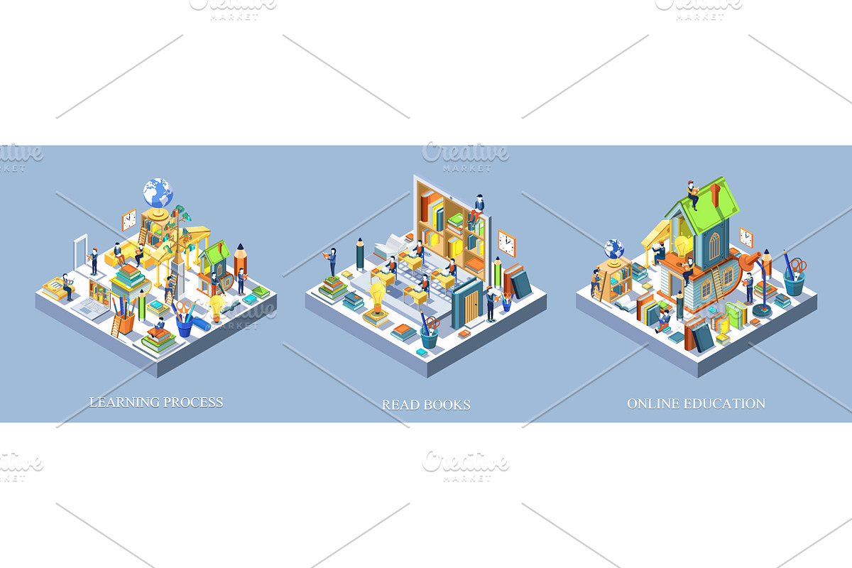 Education isometric design, an Education Illustration by Yayasya