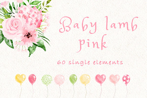 Baby Lamb Pink Nursery Clipart