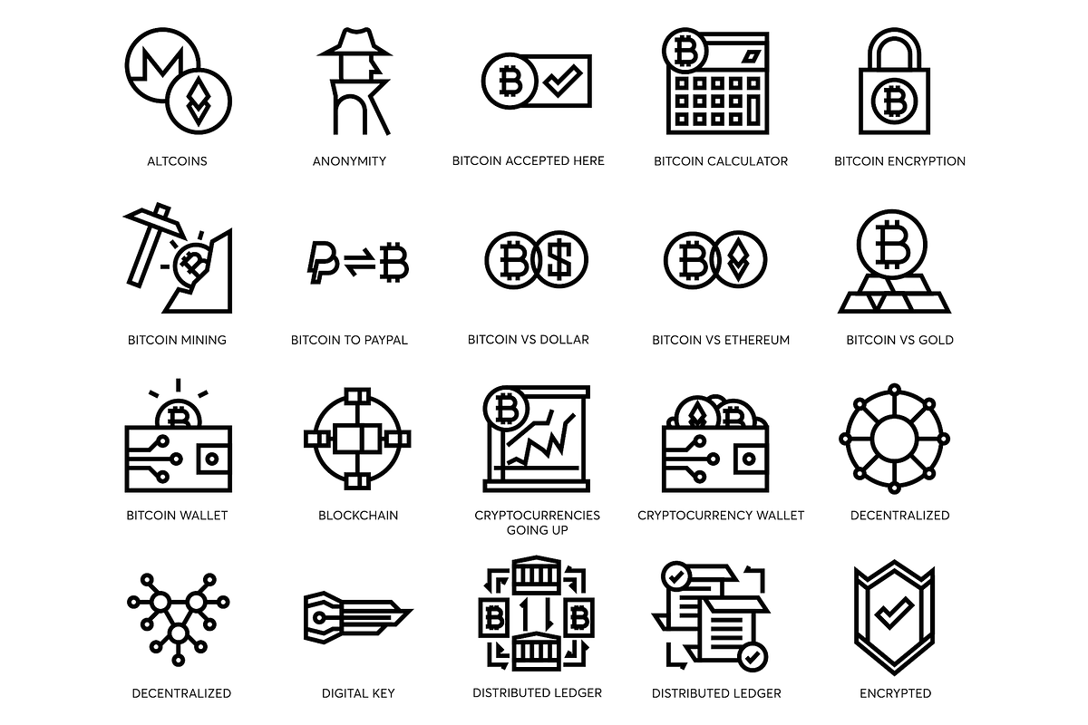 Bitcoin & Cryptocurrency Line Icons, an Icon by Flat Icons (Photo 2 of 5)