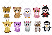 Beanie Boo Watercolor Clipart, an Animal Illustration by NancyDzines (Thumbnail 3 of 3)
