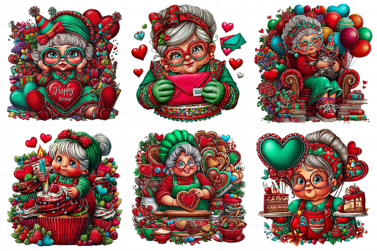 Valentine Old Lady Birthday Clipart, an Illustration by Daily.Designs (Photo 8 of 8)