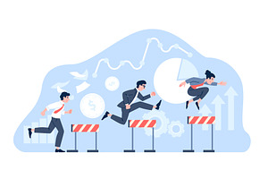 Business hurdles. Office characters, a Finance Illustration by LadadikArt