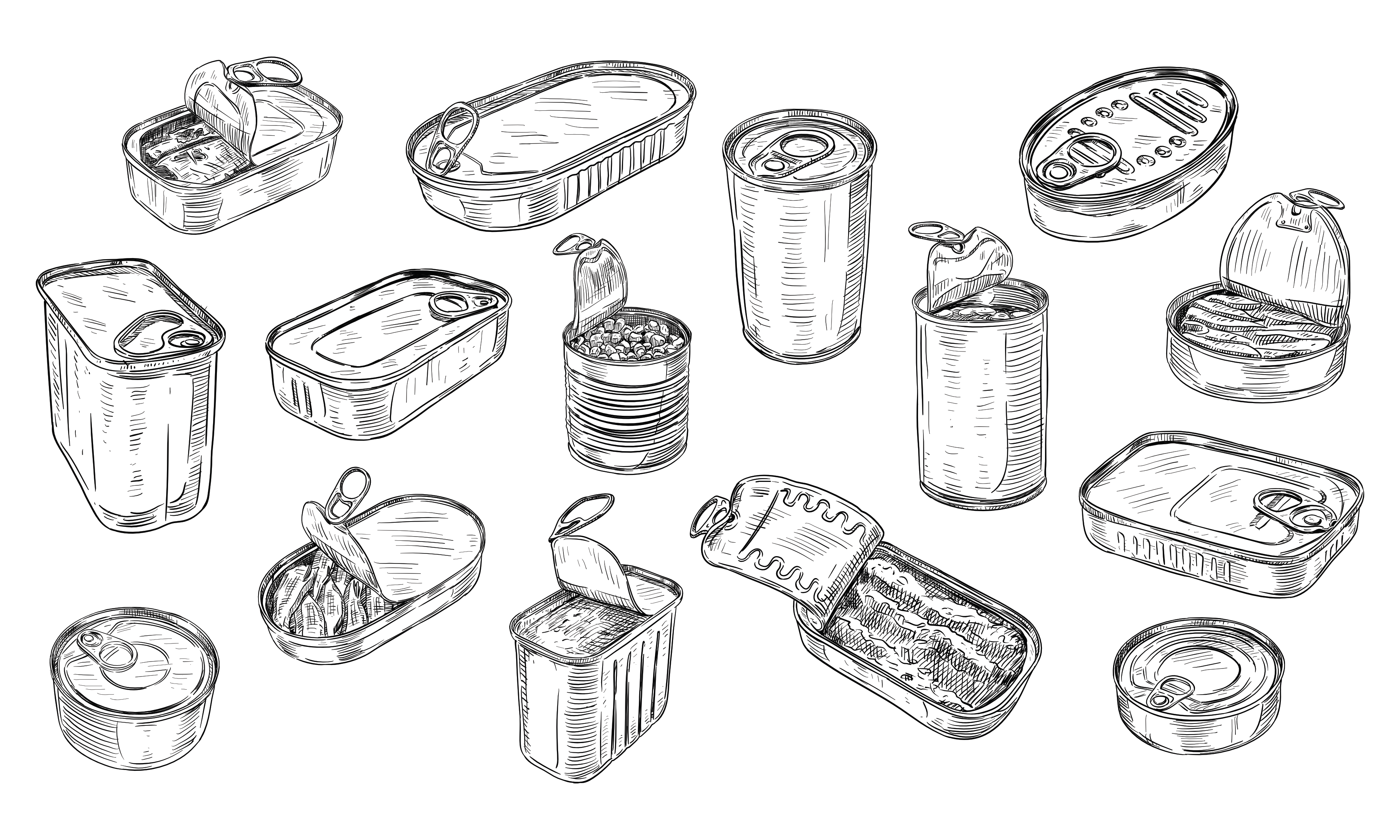 Canned Food Handdrawn Collection by Nikagraphic  Creative Market