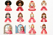 Cute Watercolor Princess Clipart, a Person Illustration by Nicolle's Colorful Art (Thumbnail 3 of 6)