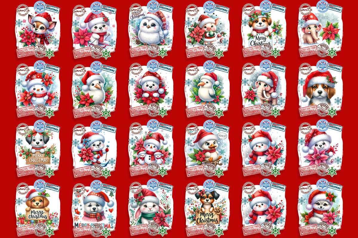 Christmas Santa Sack bundle, an Animal Illustration by ElenazlataArt (Photo 2 of 10)