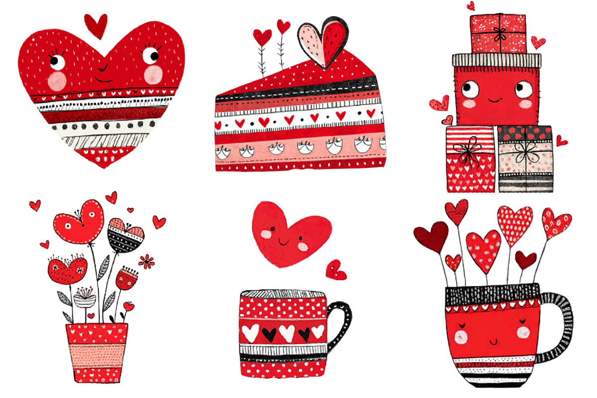 Hand-drawn Valentines Day Clipart, an Illustration by Designworld (Photo 3 of 4)