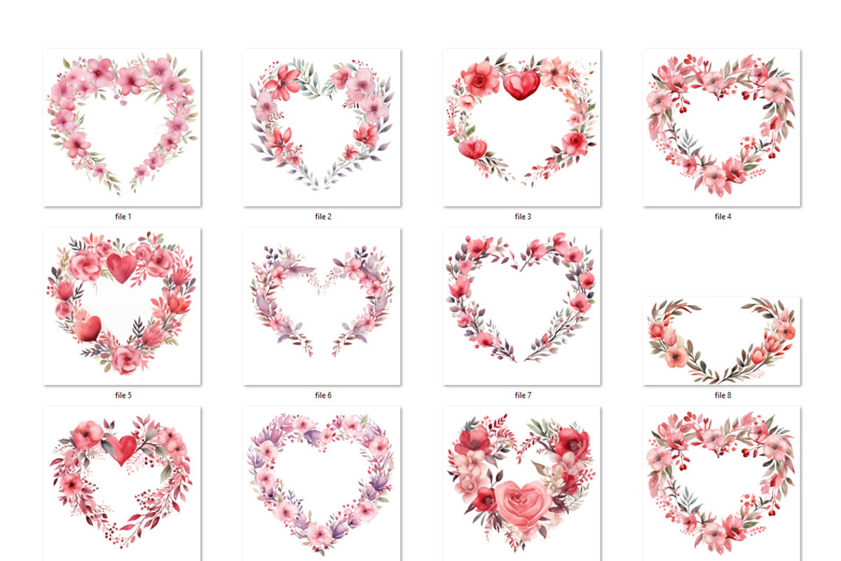Valentines wreath watercolor hearts, an Object Graphic by MyLittleMeow (Photo 3 of 7)