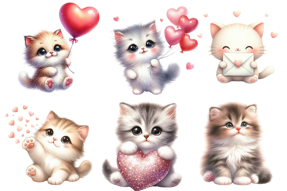 Valentine's day cat Clipart, an Illustration by Designworld (Photo 3 of 4)