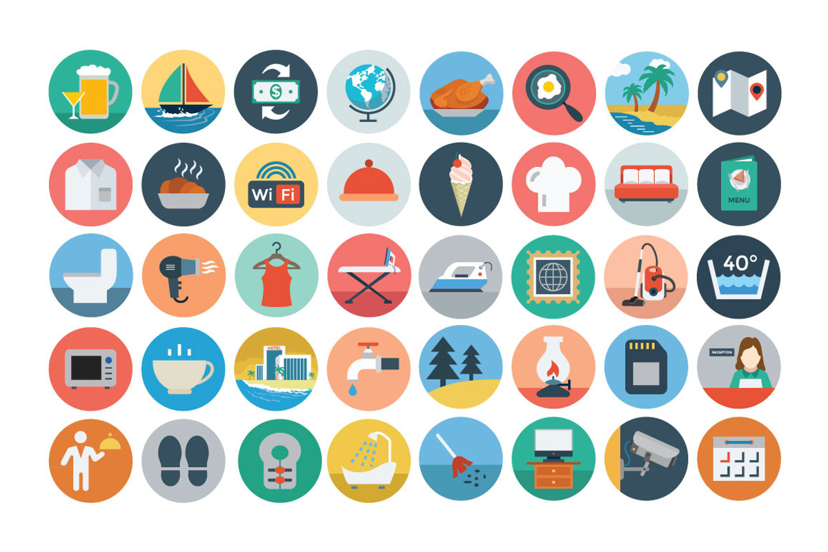 125+ Flat Hotel Icons preview 3