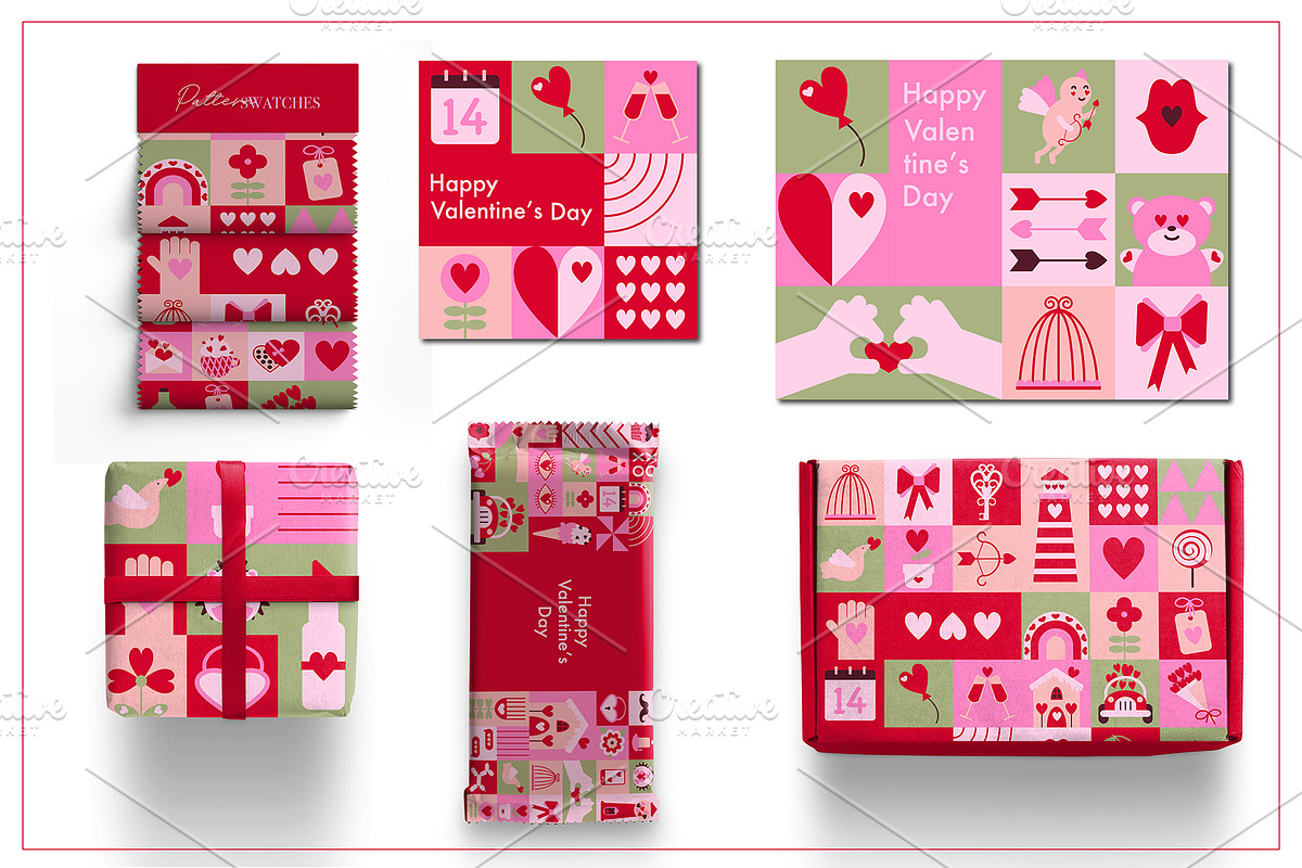 Happy Valentine's Abstract set, an Object Illustration by ArtPavo (Photo 8 of 9)