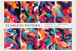 10 Psychedelic 70s Seamless Patterns